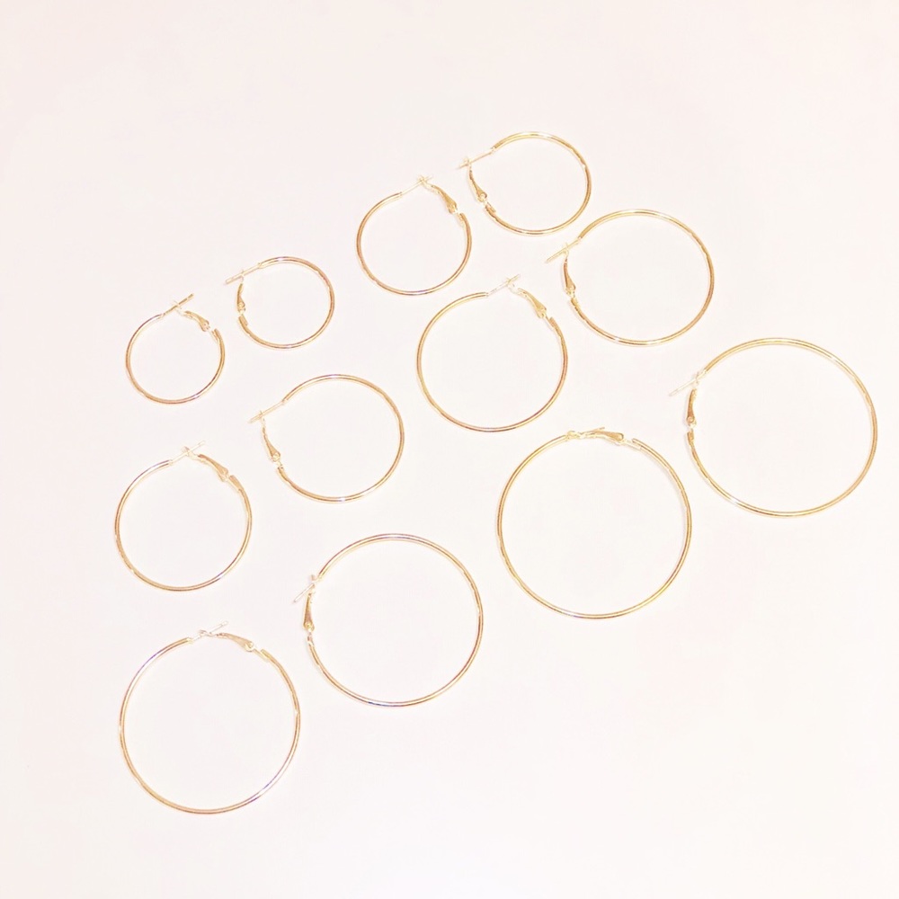 6 Pairs of Gold Hoops